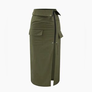 Foldover Waist Slit Cargo Skirt